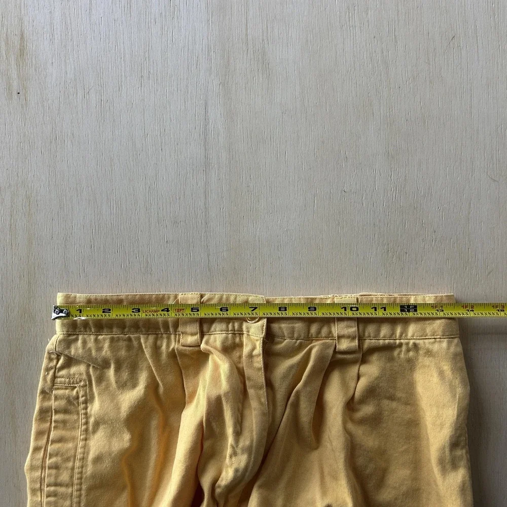 Vintage Yellow Twill Pleated SKwear Shorts Womens 10 Elastic Waist 8 Inseam